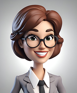 Young business woman with glasses and a smile. 3d rendering.